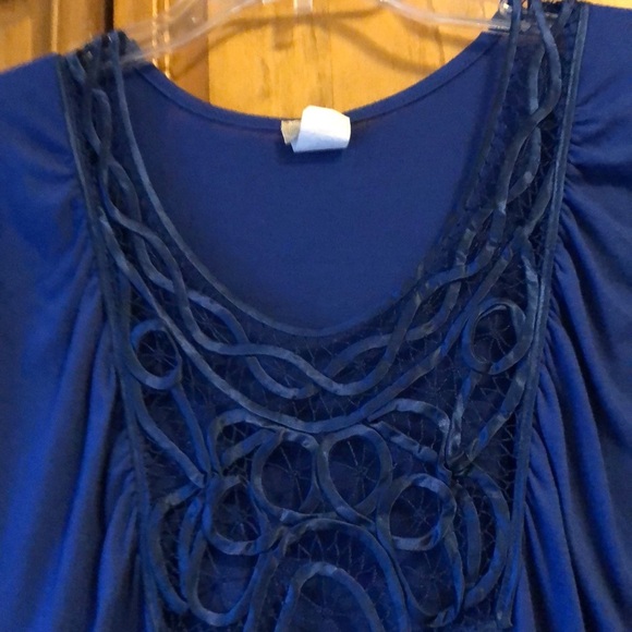 Daytrip Royal Blue Flutter Sleeve Shirt Small - Picture 2 of 4